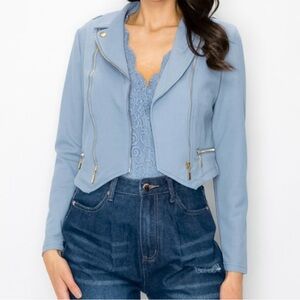 Women's Blue Cropped Jacket